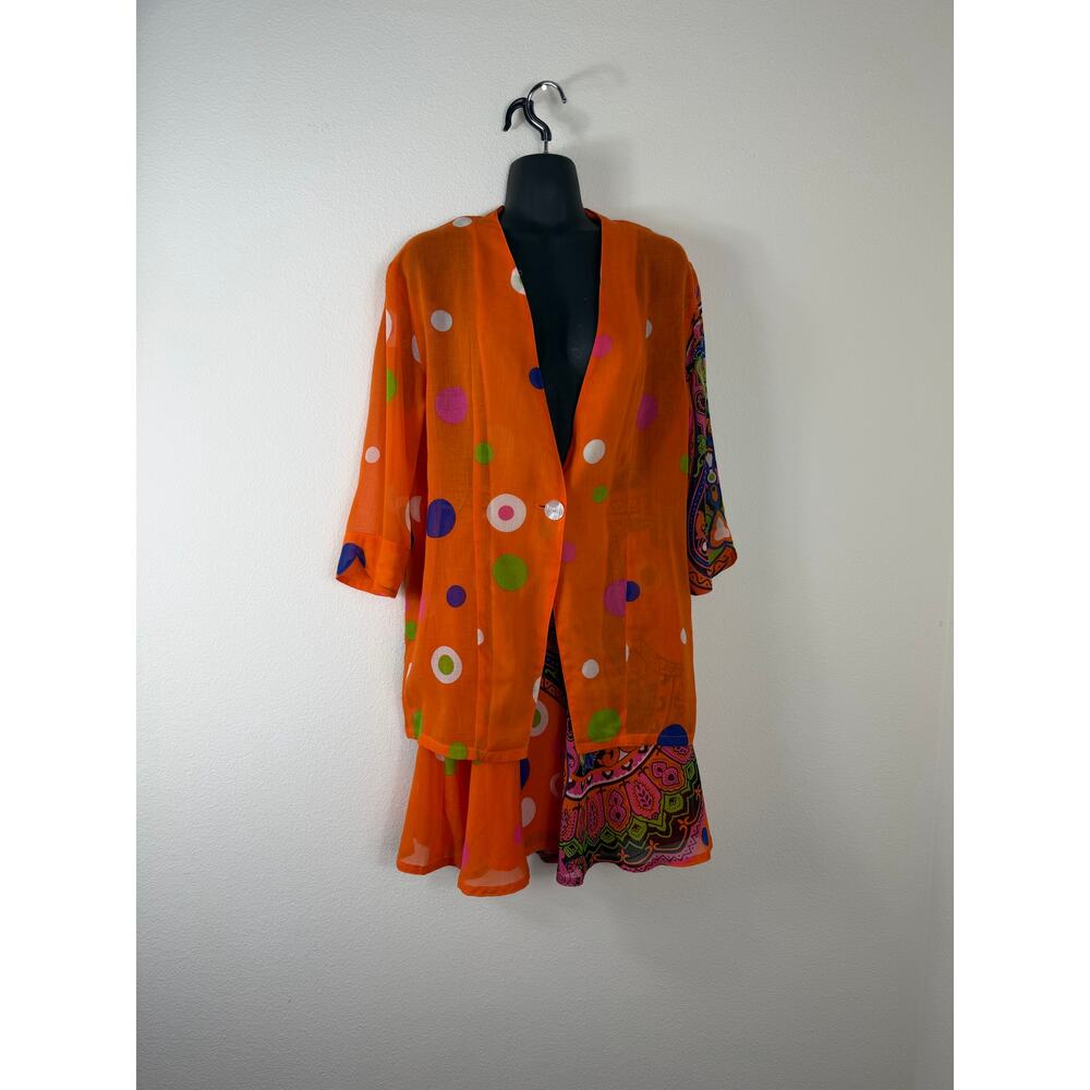 Vintage Masa Mura Orange Polka Dot Paisley Blouse + Skirt Set Farm Rio Vibes - Picture 3 of 10